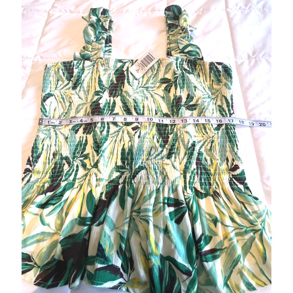 Torrid Womens SZ 2X Teal Smocked Top NEW Ruffle Peplum Tank Boho Tropical Floral - Picture 4 of 9